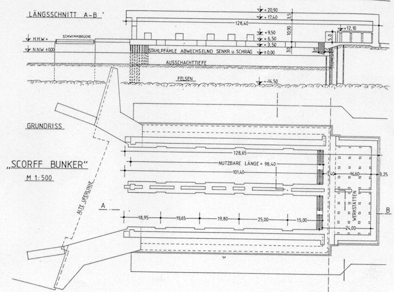 Plan de l'abri Ã  sous-marins du Scorff (2 alvÃ©oles)